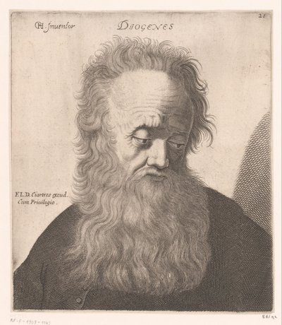 Retrato de Diógenes de Sinope Diógenes (título no objeto) Bustos de filósofos e reis (título da série) de Jerôme David (attributed to)