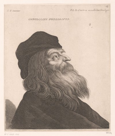 Retrato de Empedocles
Empedocles philosophus. (título sobre o objecto)
Bustos de filósofos e reis (título da série) de Jerôme David (attributed to)