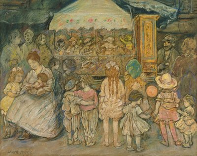 Carrossel, c.1924 (pastel sobre papel) de Jerome Myers