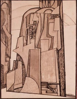 Paisagem, c.1914 (caneta e tinta) de Jessica Desmott