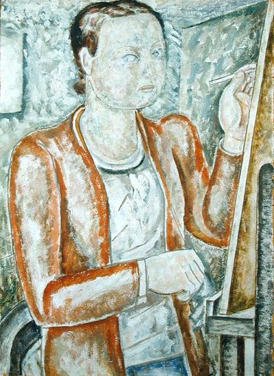 Auto-retrato, c.1928 (óleo sobre prancha de gesso) de Jessica Stewart Dismorr