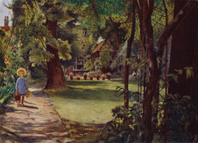 Kelmscott House, The Garden, olhando do rio (cor litho) de Jessie MacGregor