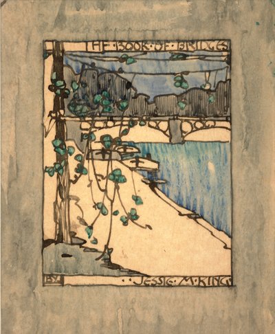 Frontispício para "O Livro das Pontes", c.1911 (aguarela e tinta sobre papel) de Jessie Marion King