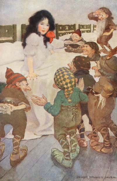 Snowdrop e os sete anões (litografia a cores) de Jessie Willcox Smith