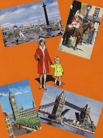 Visita a Londres nos anos 60 (guache sobre papel) de Jesus Blasco