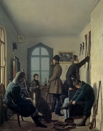 Preparativos para a caça, 1836 de Jevgraf Fiodorovitch Krendovsky
