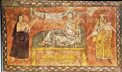 Elijah revive a criança das viúvas (tempera no emplastro) de Jewish School