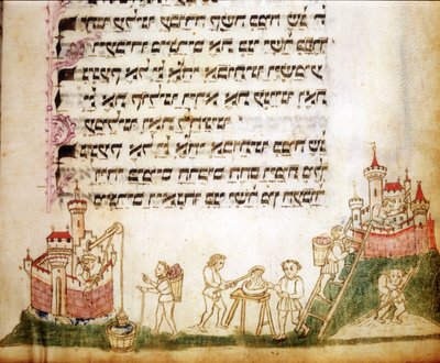 Fragmento de uma página de Machazor: livro de orações em hebraico de Jewish School
