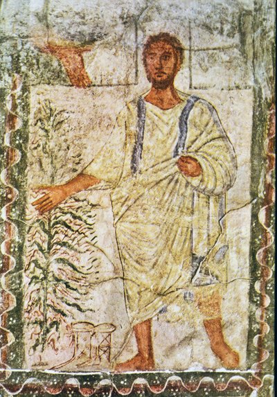 Moisés e a Sarça Ardente (têmpera sobre gesso) de Jewish School