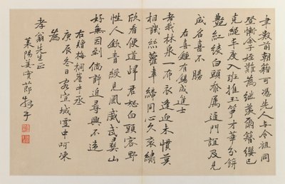 Caligrafia com dezesseis linhas verticais de roteiro, 1644-1911 (tinta na página dupla dobrada) de Jiang Shijie