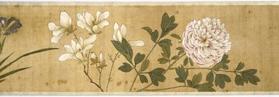 Cem Flores, início do século XVII (pintado de seda) (detalhe) de Jiayan Chen
