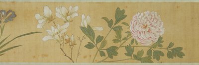 Cem Flores, início do século XVII (pintado de seda) (detalhe: ver também 207347-58) de Jiayan Chen