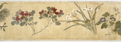 Cem Flores, início do século XVII (pintado de seda) (detalhe: ver também 207347-58) de Jiayan Chen