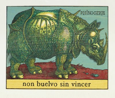Rinoceronte Verde, 2007 (xilogravura) de Jim Monson