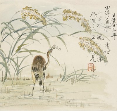 Uma garça comendo um peixe, 1857 de Jin Yuan