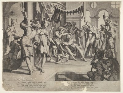 O Juiz Viés Derramando Lágrimas, placa IX de Thronus Justitiæ, 1605 de Joachim Anthonisz Wtewael