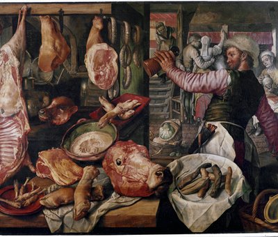 Talho. (Mercado de carnes). Particular de Joachim Beuckelaer or Bueckelaer