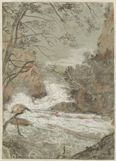 Paisagem fluvial com cachoeira (reto) de Joachim Franz Beich