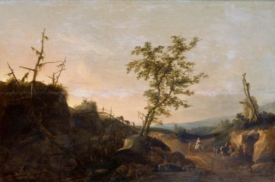 Viajantes numa paisagem (óleo sobre tela) de Joachim Govertsz Camphuysen
