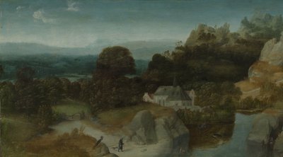 Paisagem com a tentação de Santo António Abade de Joachim Patinir (workshop of)