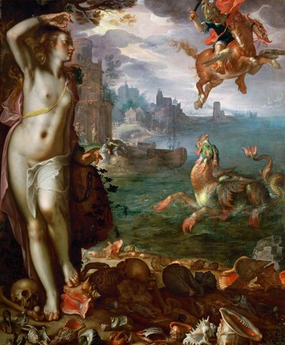 Perseu libertando Andrômeda de Joachim Wtewael or Utewael