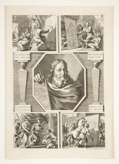 Retrato de Apelles e Quatro Cenas da Vida de Apelles de Joachim von Sandrart