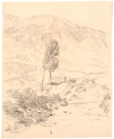 Paisagem de montanha italiana com duas árvores de Joakim Frederik Skovgaard