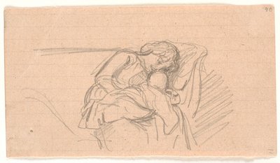 Mulher com criança no colo, sentada no sofá de Joakim Frederik Skovgaard