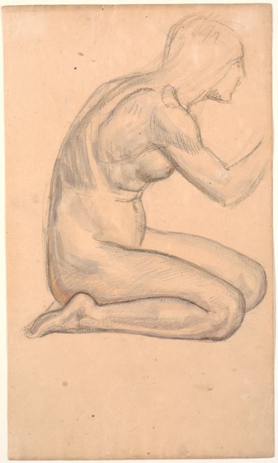 Estudo do modelo; mulher ajoelhada no perfil m.h. de Joakim Frederik Skovgaard