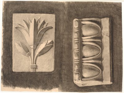 Desenho após gesso. Dois fragmentos ornamentais de Joakim Frederik Skovgaard