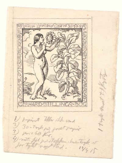 Draft exlibris para Gerhard Stilling de Joakim Frederik Skovgaard