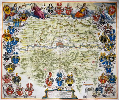 Frankfurt e o seu território, de Atlas Maior, atlas em 11 volumes, de Joan Blaeu (1596-1673), Volume III, gravura em cobre, 57,5x39 cm, Amesterdão de Joan Blaeu