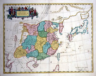 Japão, China e Coreia como uma península, c.1700 (gravação a cores) de Joan Blaeu