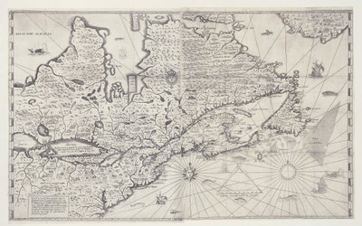 Mapa do Canadá, gravura de pesquisa de Samuel de Champlain de Joan Blaeu