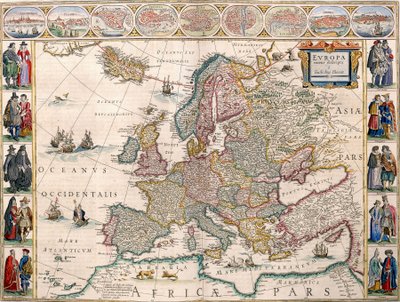Mapa da Europa do Atlas de Blaeu de Joan Blaeu