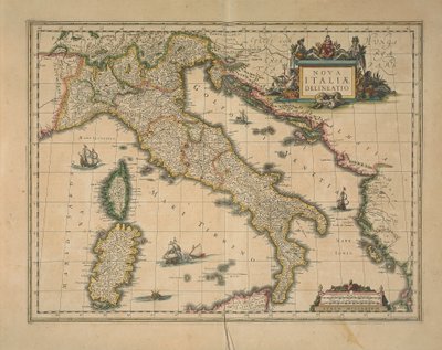 Mapa da Itália por Joan Blaeu de Joan Blaeu