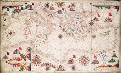 Carta do Mediterrâneo, c.1640 (velino) de Joan Oliva