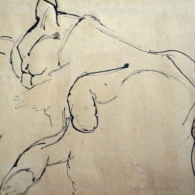 Gato, Mouser, 1980, (caneta e tinta) de Joan Thewsey