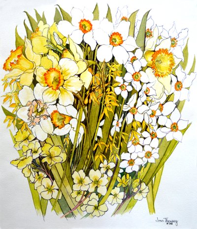 Narcisos, Narciso, Forsítia e Prímulas, 2000 de Joan Thewsey