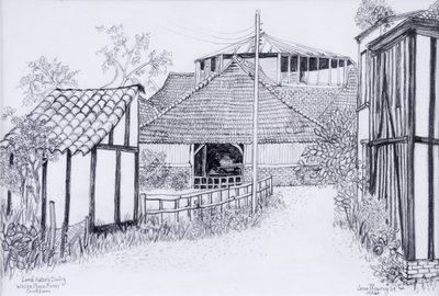 Lord Astors Dairy, White Place Farm, Cookham 2012, lápis de Joan Thewsey