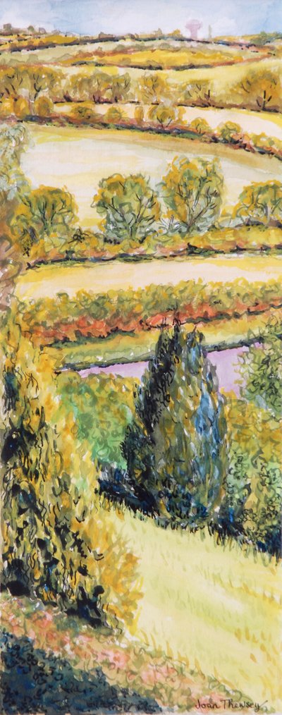Paisagem de Suffolk, vista da janela da frente, 2000 de Joan Thewsey
