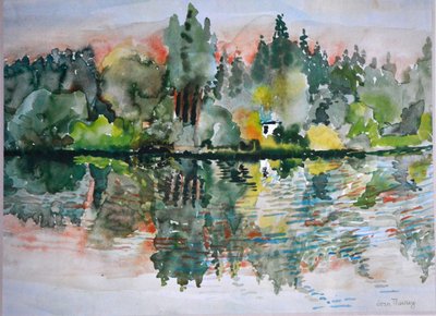 O lago ao pôr do sol, Bremes les Ardres, 2000, de Joan Thewsey