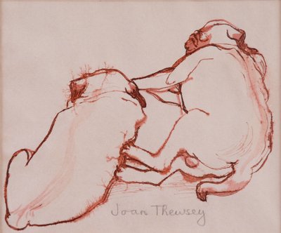 Dois filhotes de cachorro Pug, os irmãos, 2005, (tinta no papel molhado) de Joan Thewsey