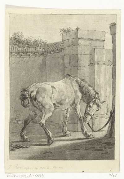 Um cavalo amarrado a um poste de Joannes Bemme
