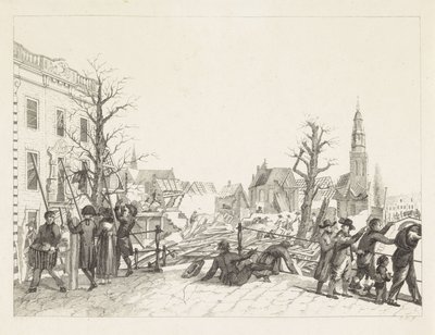 Ruínas em Leiden após a catástrofe da pólvora, 1807 de Joannes Bemme
