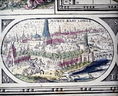 Representação das Sete Maravilhas da Antiguidade: os Jardins da Babilônia. no Atlas por Jansson Jannsonius impresso em Amsterdã em 1630 de Joannes Jansson