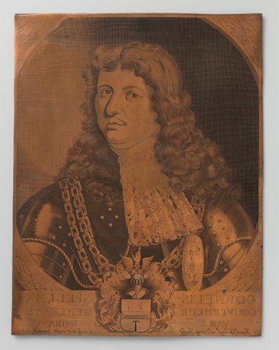 Gravura em cobre com retrato (peito de peito) de Cornelis Speelman 1640-1684, Governador-Geral das Índias Orientais Holandesas 1681-1684 de Joannes de Jongh