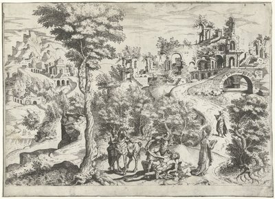 Paisagem com o Bom Samaritano de Joannes van Doetechum (I) (attributed to)