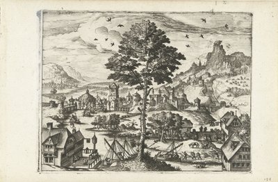 Paisagem com cidade no rio
Paisagens, paisagens marinhas e paisagens urbanas imaginativas (título da série) de Joannes van Doetechum (I) (attributed to)
