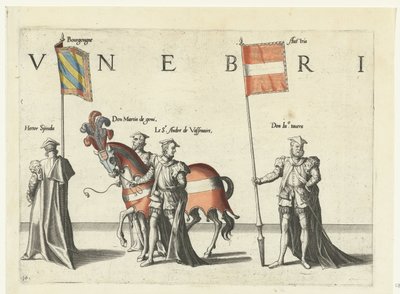 Parte da procissão, nº 10 Cortejo fúnebre do imperador Carlos V, 1558 (título da série) de Joannes van Doetechum (I)